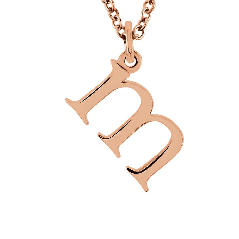 Pearl Necklace for Brides-The Abbey Lower Case Initial 'm' Necklace in 14k Rose Gold, 16 Inch