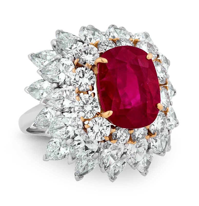 Elegant Silver Ring for Everyday Wear-Bulgari Burma Ruby and Diamond Ring, 8.18 Carats