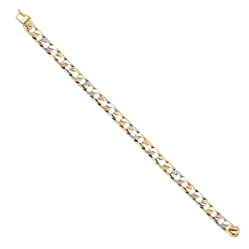 Silver Bracelet with Diamond Details-14K  Nugget Cuban Link Bracelet