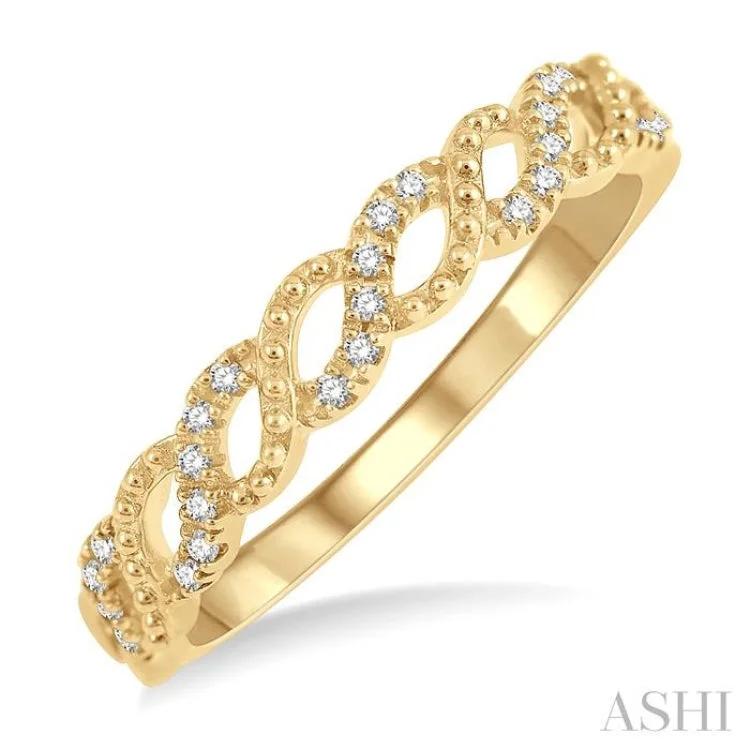 Custom Diamond Ring for Engagement Proposal-1/10 Ctw Entwined Round Cut Diamond Stack Band in 14K Yellow Gold