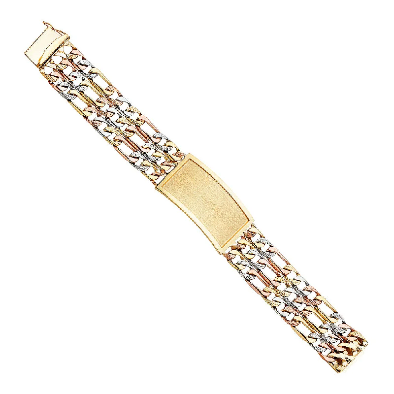 Multi-Stone Bracelet for Special Events-14K Nugget Figaro Link ID Bracelet