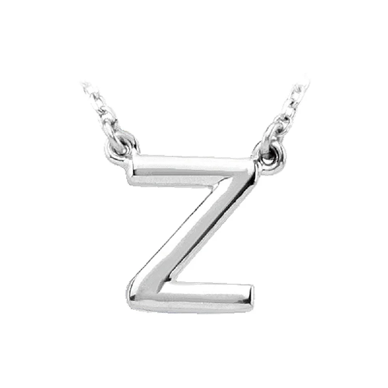 Elegant Necklace for Bridesmaids-14K White Gold, Kendall Collection, Block Initial Z Necklace, 16 Inch