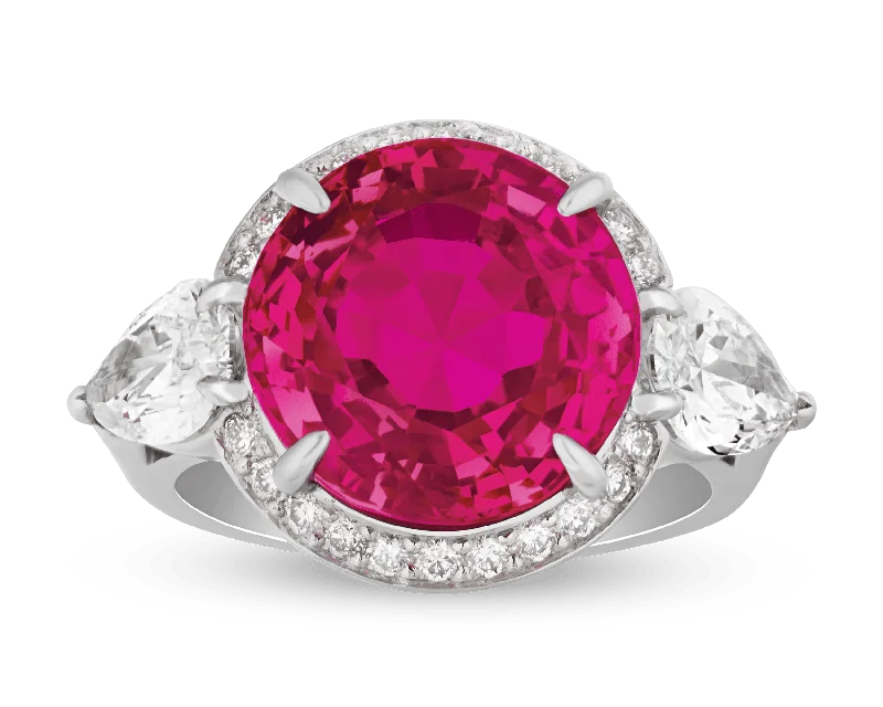 Rose Gold Ring for Stylish Women-Burmese Vivid Pink Sapphire Ring, 10.03 Carats