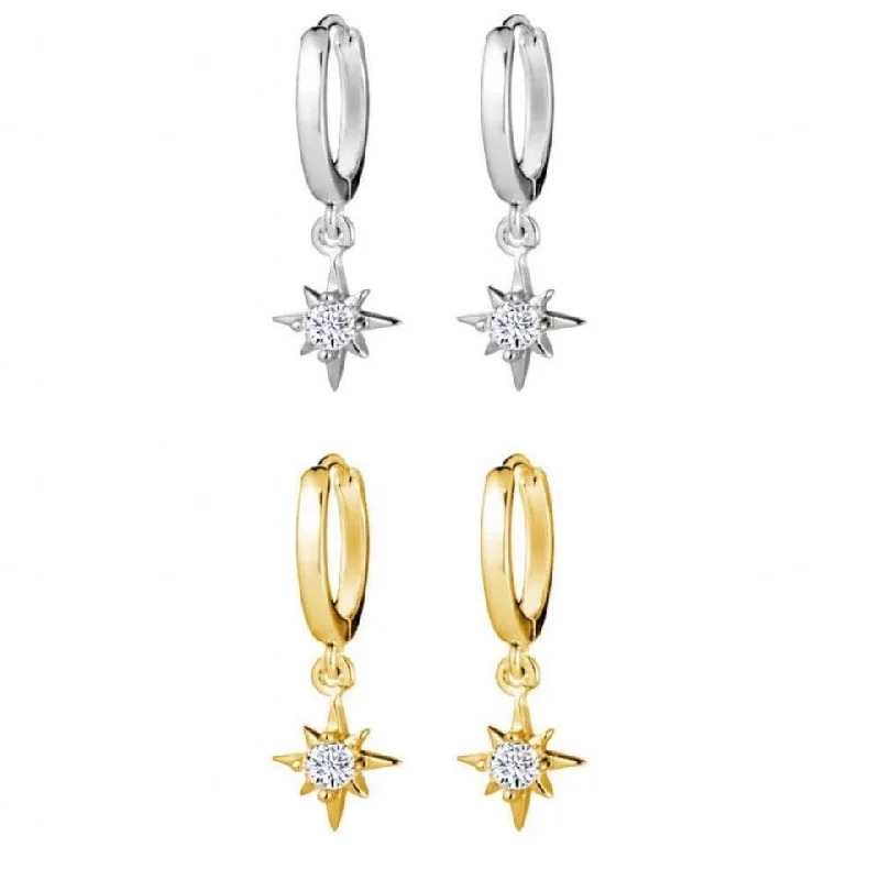 Butterfly Earrings for Girls-Sterling Silver Sleepers - CZ Star