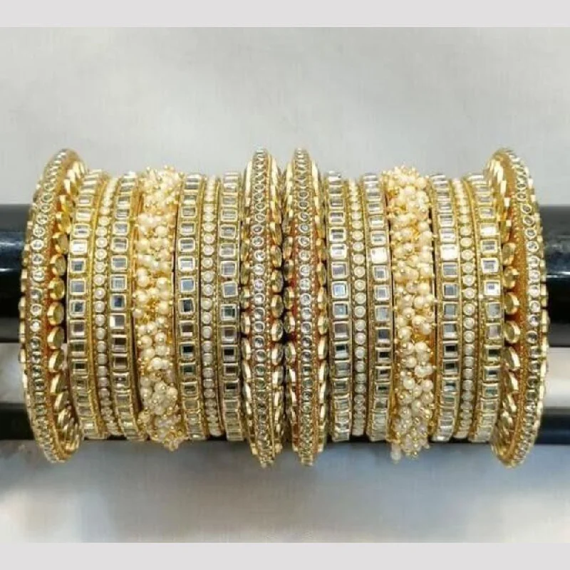 Luxury Diamond Bangles for Wedding Day-Martina Jewels Pack Of 6 Traditional Gold Plated  Bangles Set