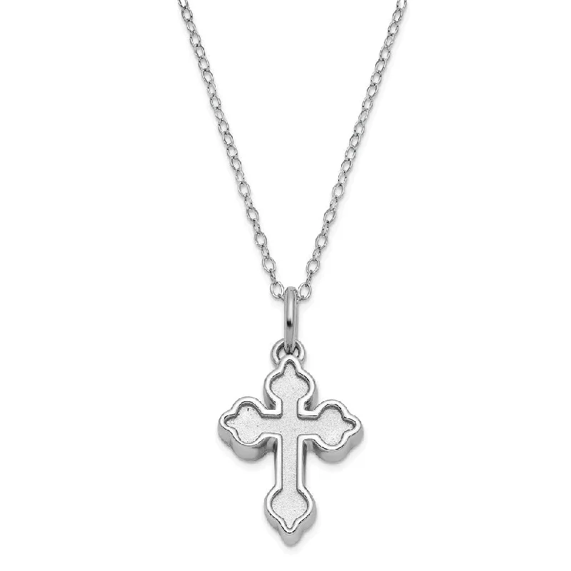 Diamond Choker Necklace for Glamour-Sterling Silver Welcome Home Matte Cross Ash Holder Necklace, 18 Inch