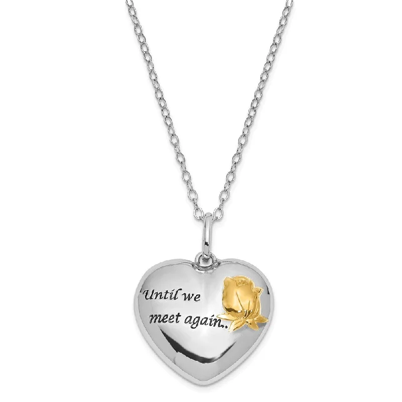 Engraved Necklace for Personal Touch-Sterling Silver & Gold Tone Accent Heart Ash Holder Necklace, 18 Inch