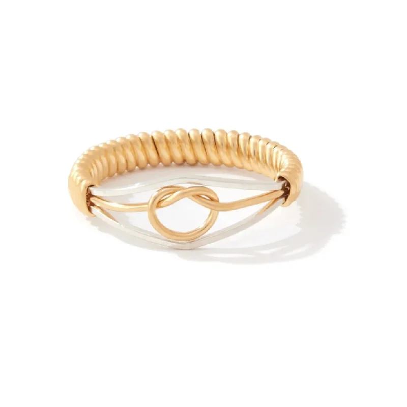 Gold Wedding Band with Diamonds-Ronaldo Jewelry : Stronger Together Ring in Silver in 14K Gold Artist Wire Wraps & Knot