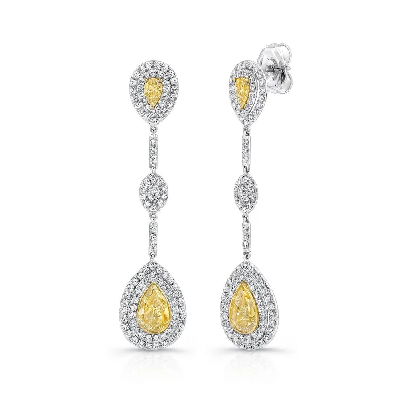 Fashionable Stud Earrings for Women-Uneek Pear-Shaped Yellow Diamond Dangle Earrings