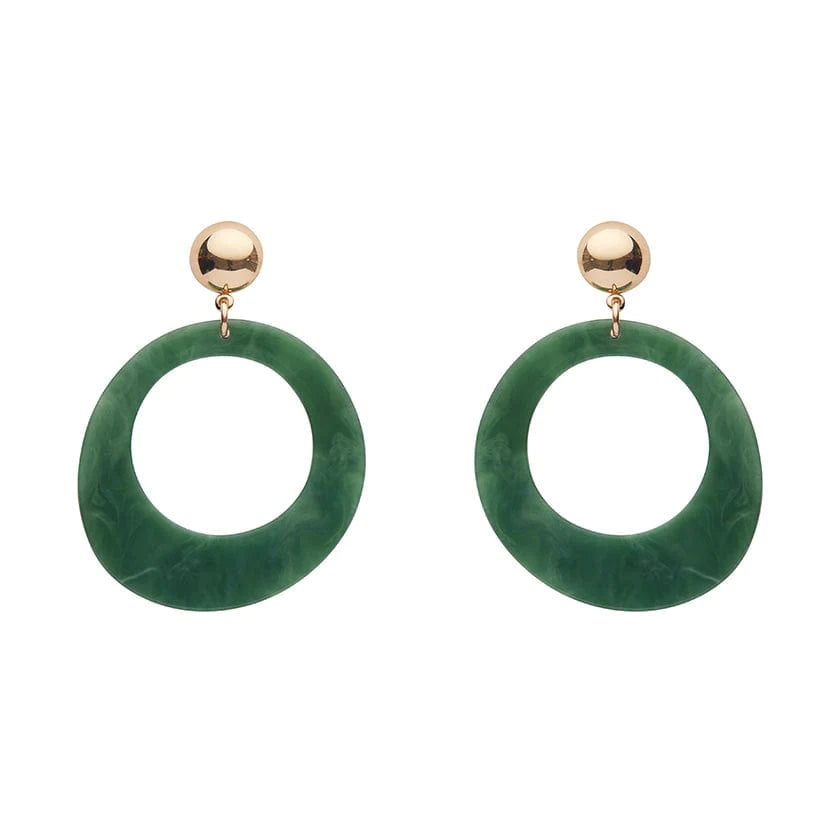 Unique Earrings for Trendy Looks-Erstwilder - Marble Statement Resin Circle Earrings - Green