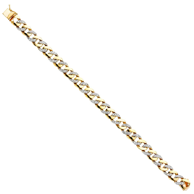 Elegant Diamond Tennis Bracelet-14KY CZ Cuban Link Bracelet - 8.5"