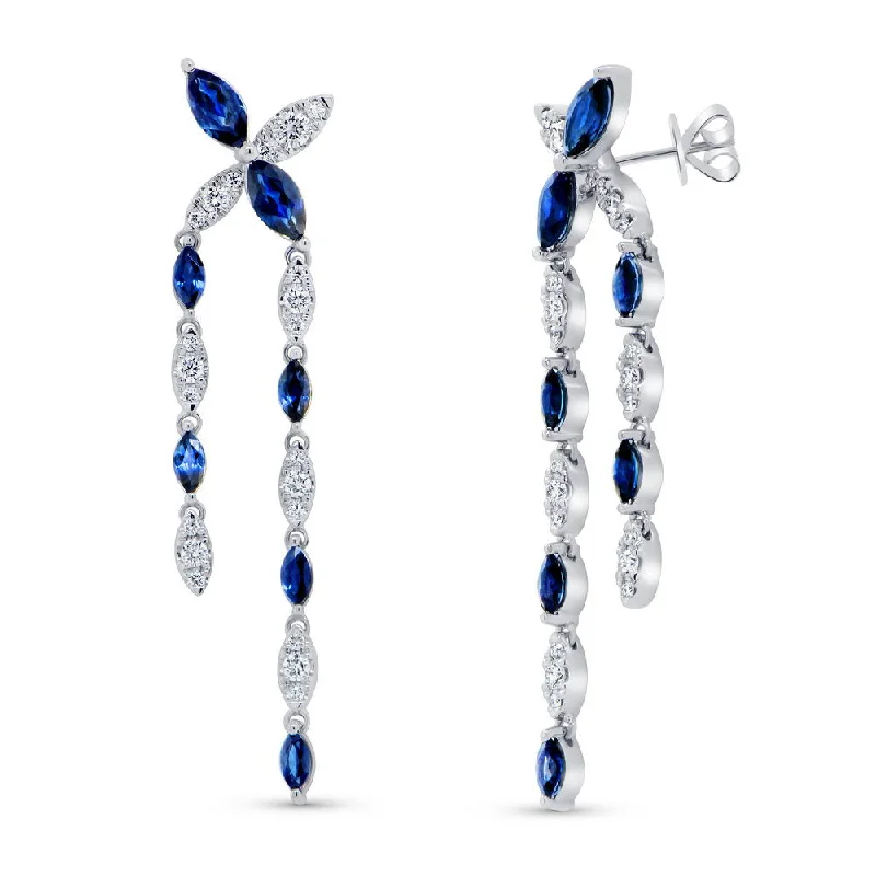 Ethnic Earrings for Traditional Wear-Uneek Precious Collection Blue Sapphire Dangle Earrings