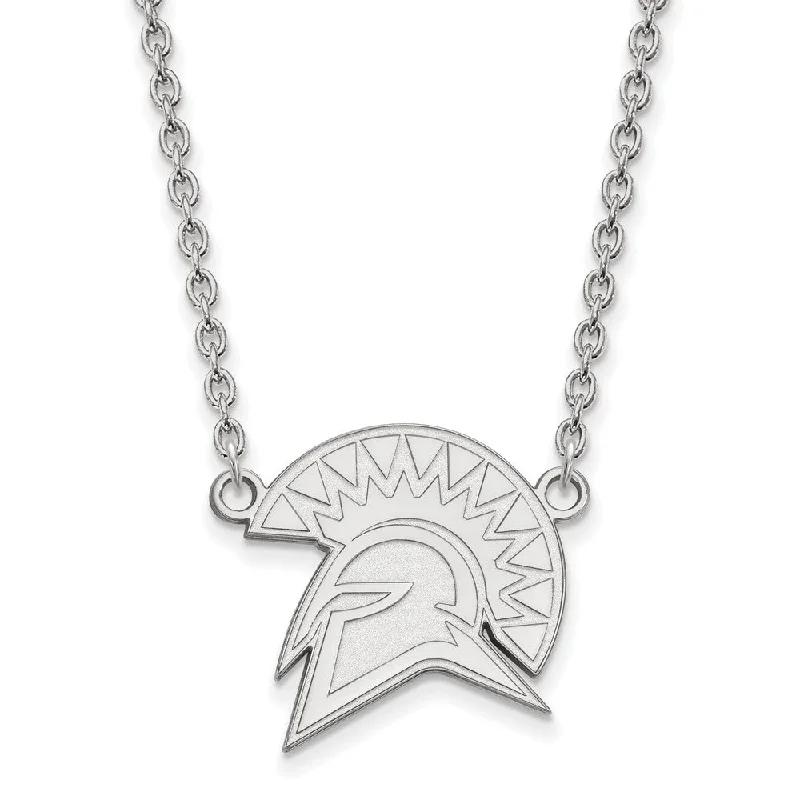 Minimalist Necklace for Every Day-Sterling Silver San Jose State Large Mascot Pendant Necklace