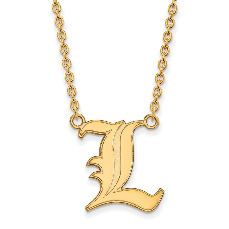 Modern Necklace for Evening Outfits-10k Yellow Gold U of Louisville Large 'L' Pendant Necklace