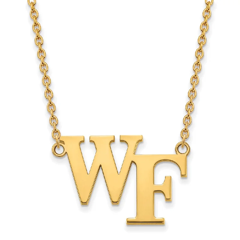 Elegant Chain Necklace for Weddings-10k Yellow Gold Wake Forest U Large 'WF' Pendant Necklace