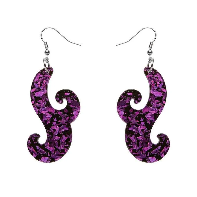 Stylish Drop Earrings for Casual Wear-Erstwilder - Nouveau Chunky Glitter Resin Drop Earrings - Purple