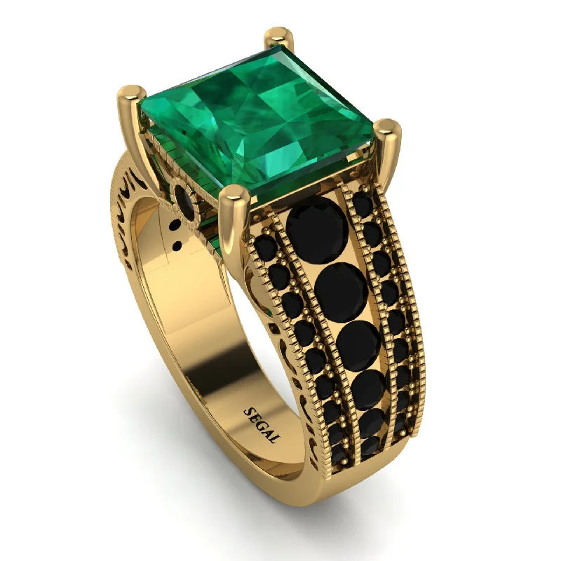 Unique Gemstone Ring-Unique Geometric Design Emerald Gold Engagement Ring - Amber No. 34