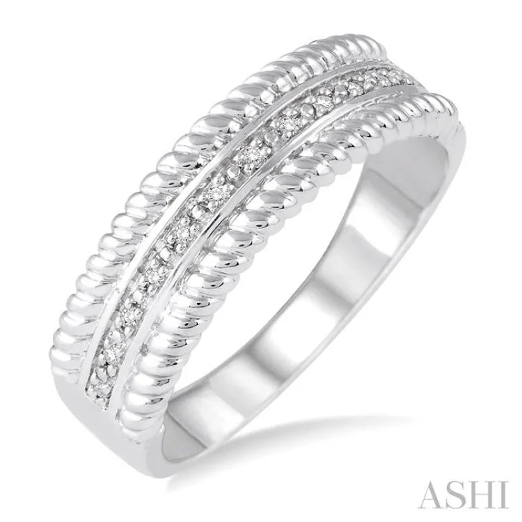 Personalized Name Ring-1/20 Ctw Round Cut Diamond Rope Ring in Sterling Silver