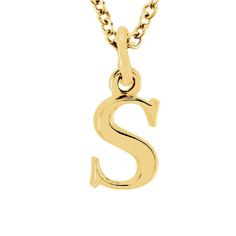 Gold Necklace for Women-The Abbey Lower Case Initial 's' Necklace in 14k Yellow Gold, 16 Inch