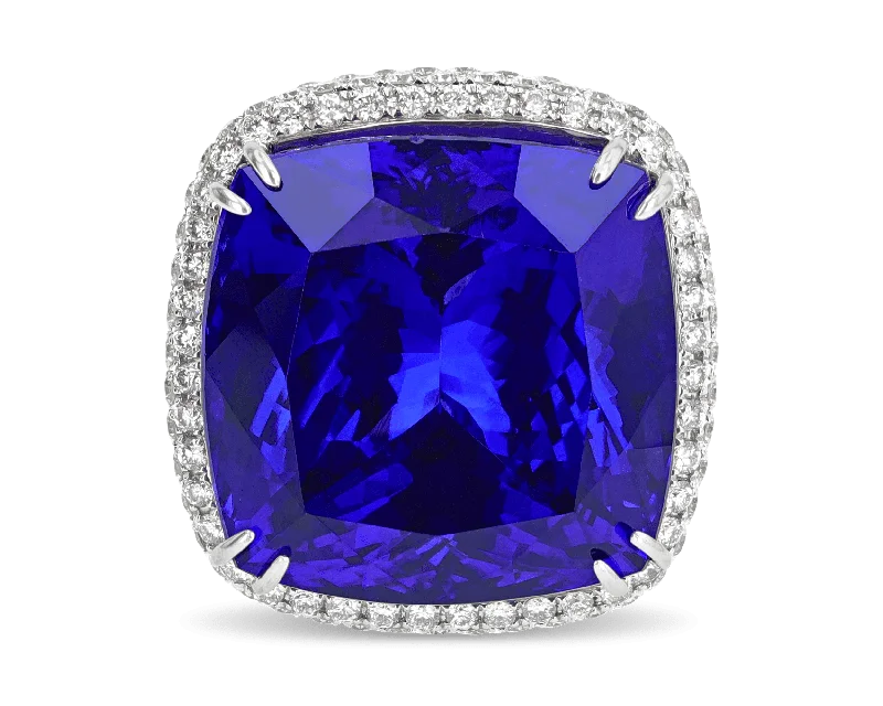 Custom Wedding Ring for Special Day-Tanzanite Ring, 42.32 Carats