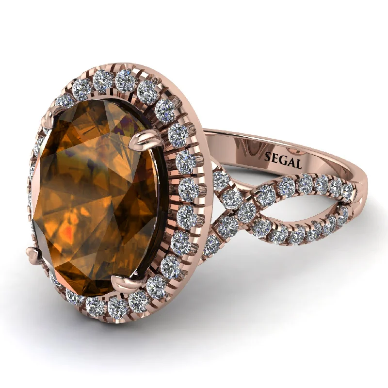 Classic Engagement Ring for Women-Glamorous Oval Brown Diamond Ring - Jordyn No. 1102