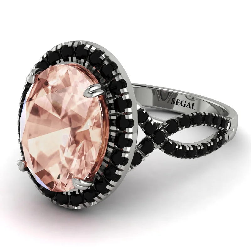 Elegant Gold Ring for Brides-Glamorous Oval Morganite Ring - Jordyn No. 909