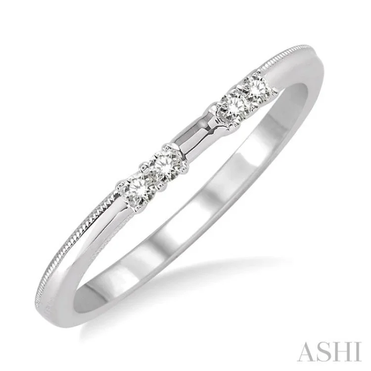 Bold Stackable Rings for Fashion-1/10 Ctw Round Cut Diamond Wedding Band in 14K White Gold