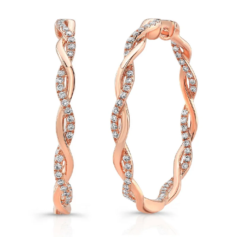 Fun Earrings for Day to Day Wear-Uneek Loma Linda Inside-Out Diamond Hoop Earrings