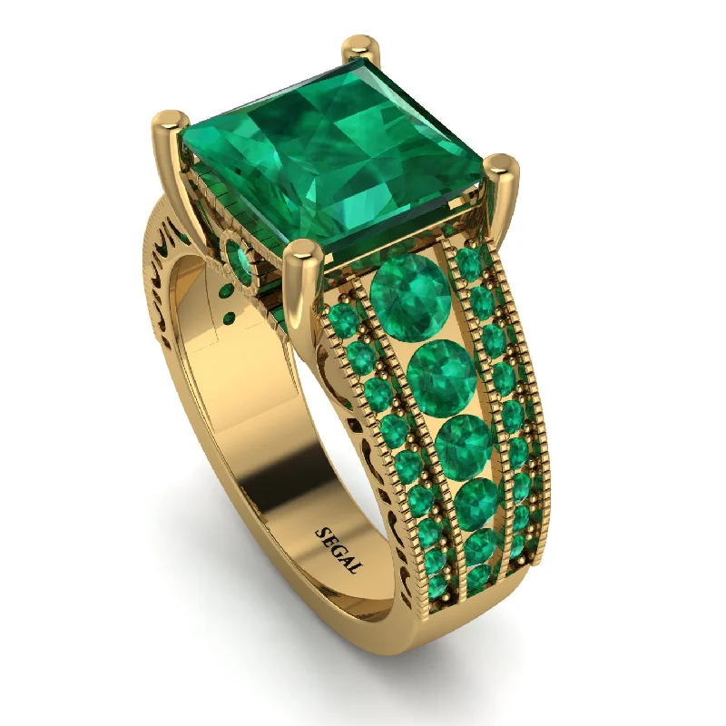 Luxury Diamond Ring for Men-Unique Geometric Design Emerald Gold Engagement Ring - Amber No. 19