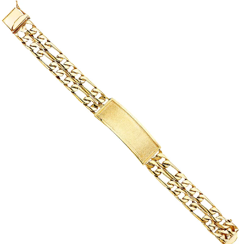 Stackable Gold Bracelets for Trendy Look-14KY 2L Figaro Link ID Bracelet - 8.5"