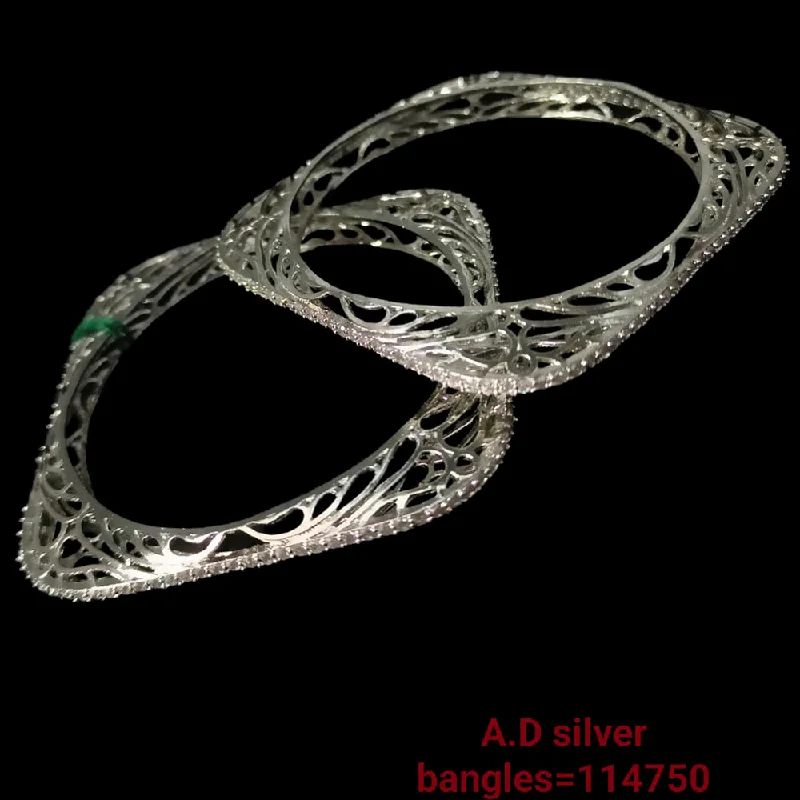 Custom Bangles for Bridesmaids Gifts-Padmawati Bangles Silver Plated  Ad Stone Bangles Set