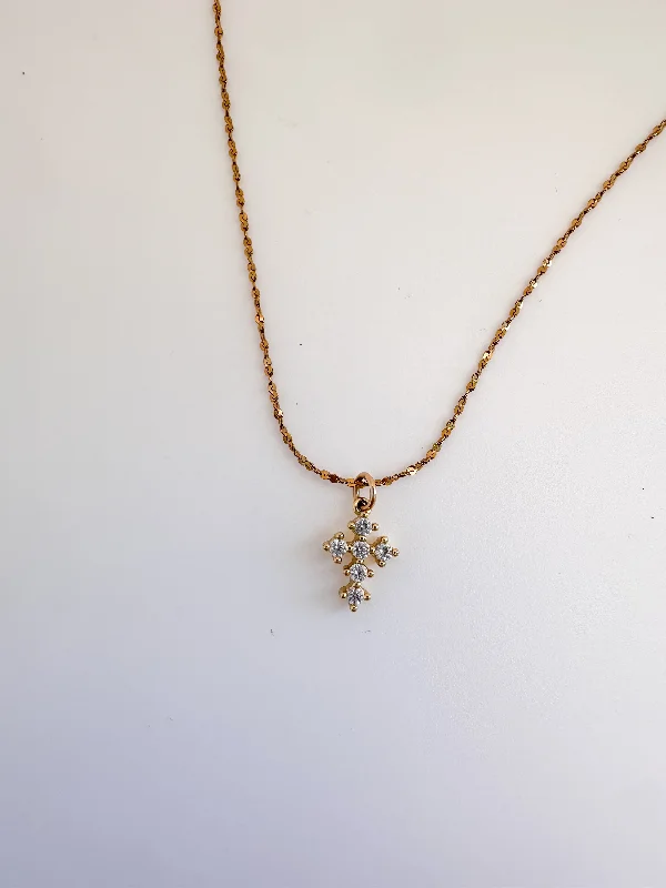 Long Chain Necklace for Layering-Mini Cross Necklace