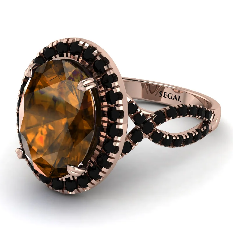 Classic Rose Gold Engagement Ring-Glamorous Oval Brown Diamond Ring - Jordyn No. 1108