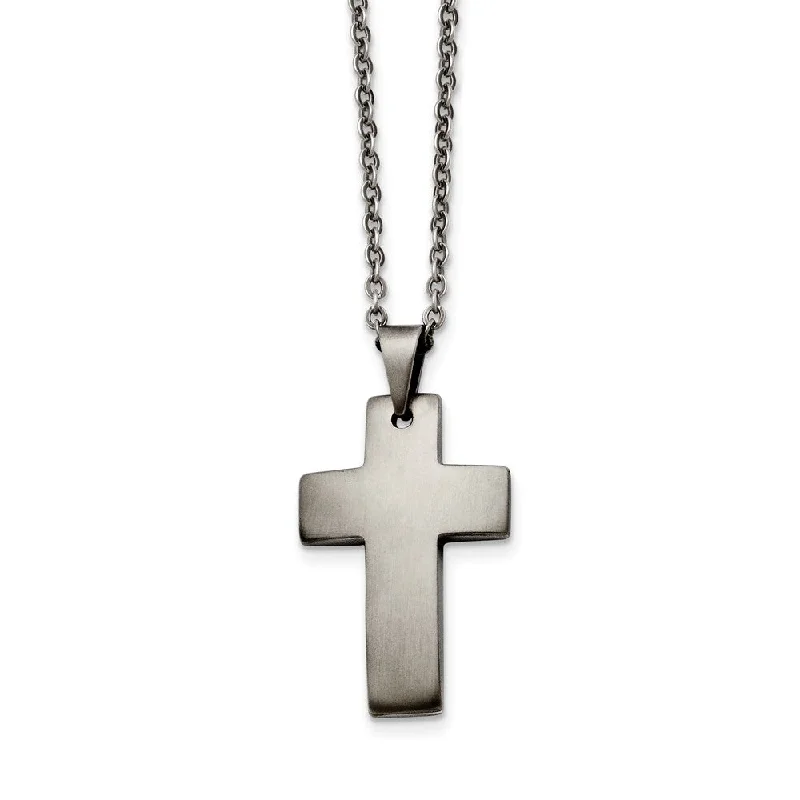 Colorful Gemstone Necklace-Men's Brushed Stainless Steel Latin Cross Necklace, 20 Inch