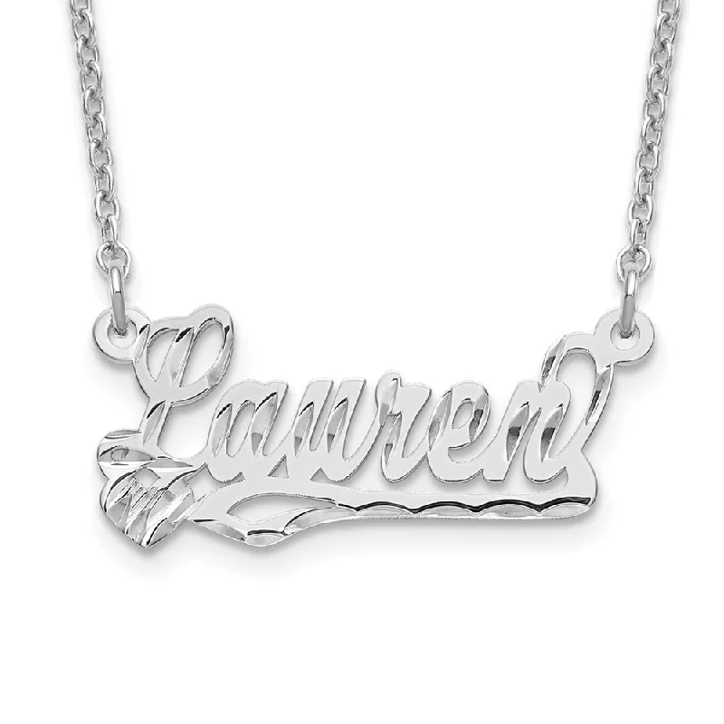 Luxury Necklace for Special Occasions-Personalized Polished, Diamond-Cut Small Heart Name Necklace