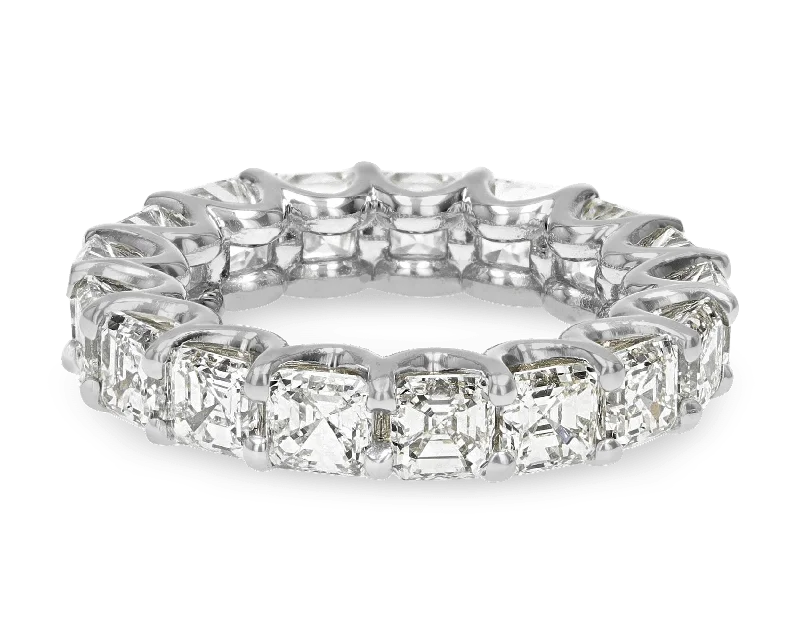 Beautiful Gold Ring with Gemstones-Asscher-Cut Diamond Eternity Band, 6.81 Carats