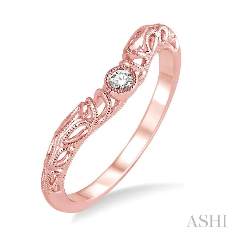 Customizable Gemstone Ring for Women-1/20 Ctw Round Cut Diamond Wedding Band in 14K Rose Gold