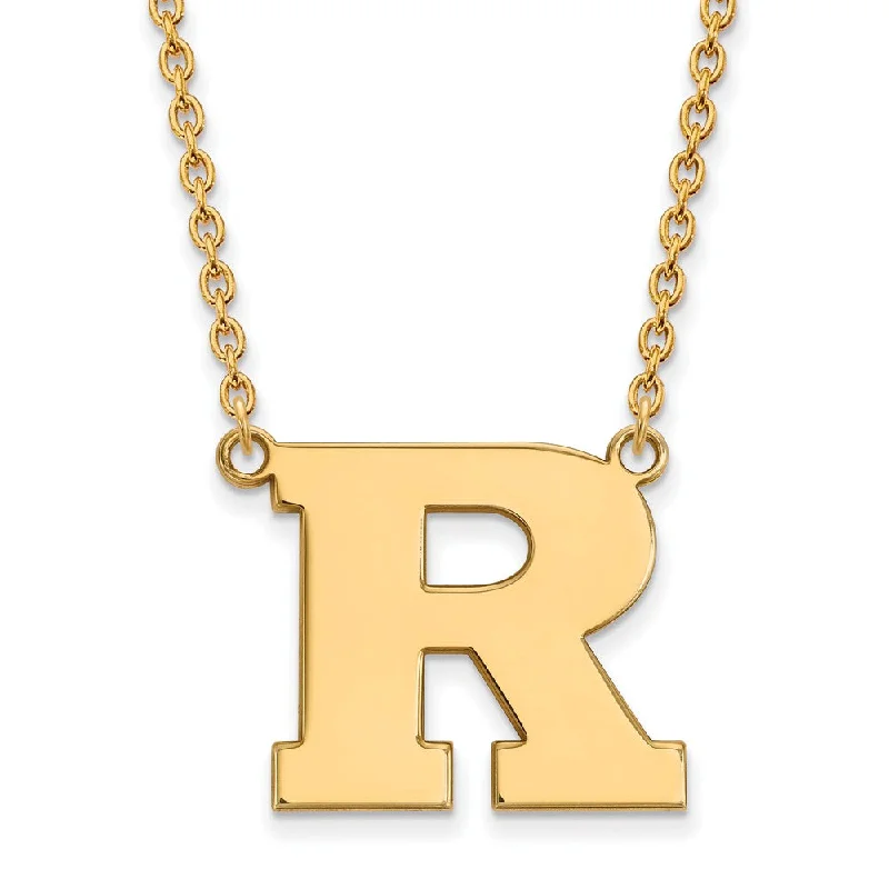 Custom Pendant Necklace for Special Gifts-14k Gold Plated Silver Rutgers Large Initial R Pendant Necklace