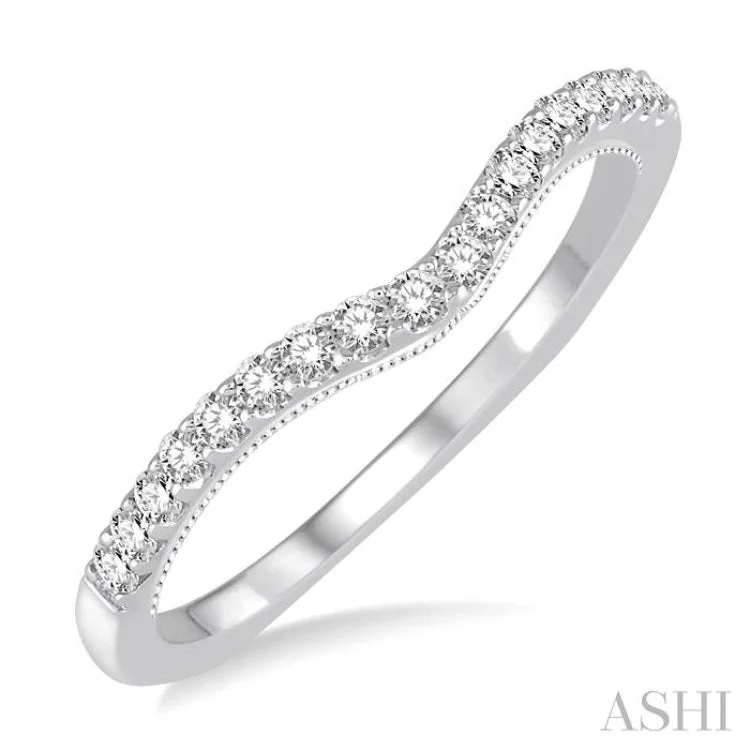 Custom Diamond Ring for Engagement-1/5 Ctw Round Diamond Wedding Band in 14K White Gold