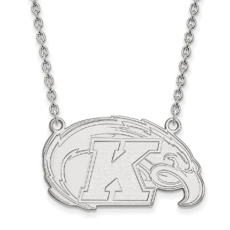 Rose Gold Necklace for Women-Sterling Silver Kent State Large Logo Pendant Necklace, 18 Inch