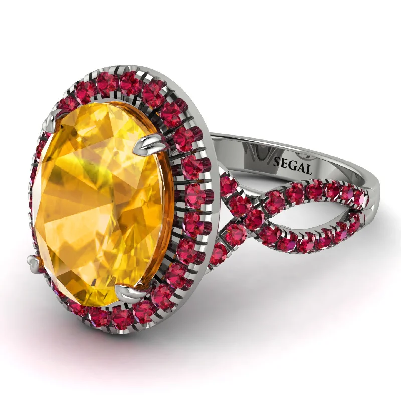 Personalized Ring with Custom Engraving-Glamorous Oval Yellow Diamond Ring - Jordyn No. 1012