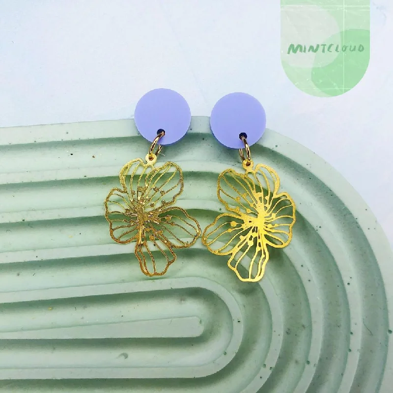 Simple Drop Earrings for Casual Outfits-Mintcloud Brass Dangles - Spring Blossom