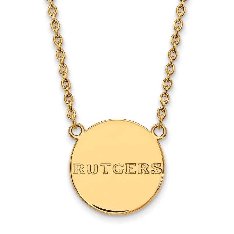 Sparkly Necklace for Fashion Forward Women-14k Gold Plated Silver Rutgers Large Polished Disc Necklace