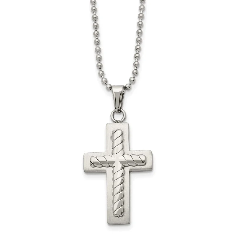 Unique Gemstone Necklace for Special Occasions-Stainless Steel Layered Cross Necklace - 24 Inch