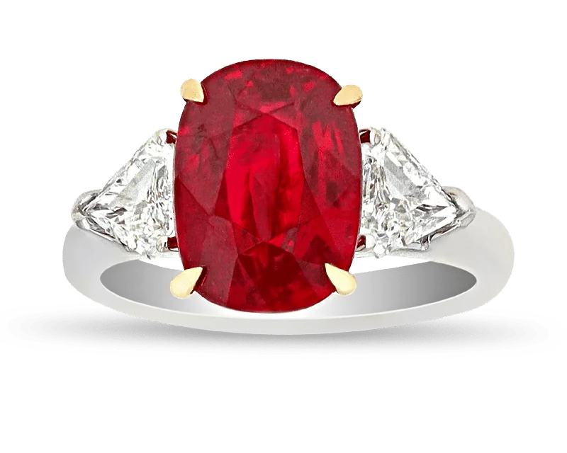 Simple Silver Band Ring for Men-Krementz Ruby Ring, 5.26 Carats