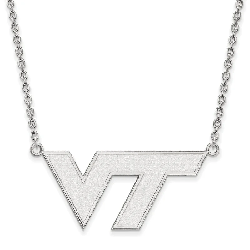 Black Necklace for Evening Events-14k White Gold Virginia Tech Large 'VT' Pendant Necklace