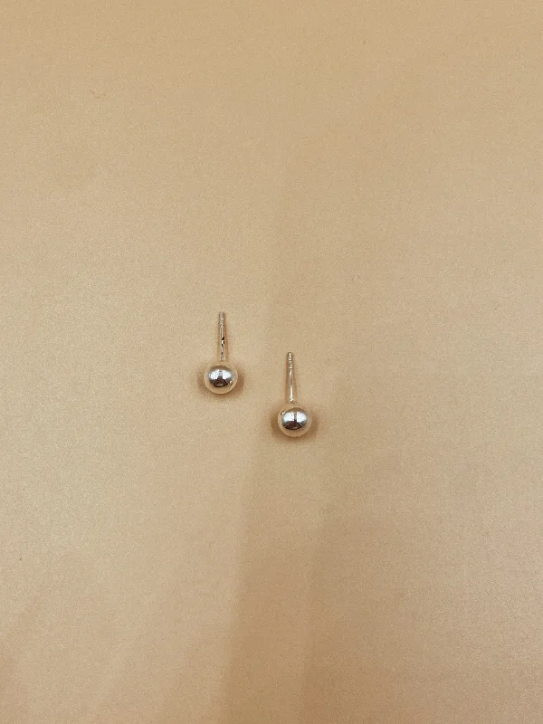 Stylish Statement Earrings-Vesper Ball Studs in Silver Tone