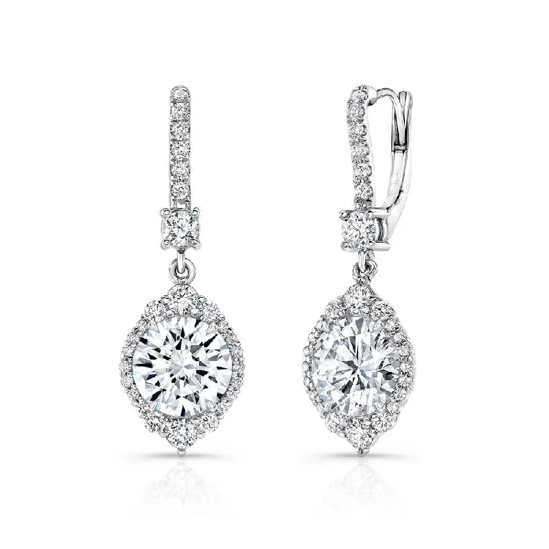 Elegant Pearl Earrings-Uneek Petals Design Round Diamond Dangling Earrings