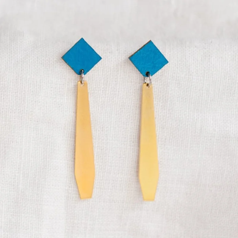 Ethnic Drop Earrings for Festivals-Linda Marek Designs Brass Earrings - Stargazer Earring