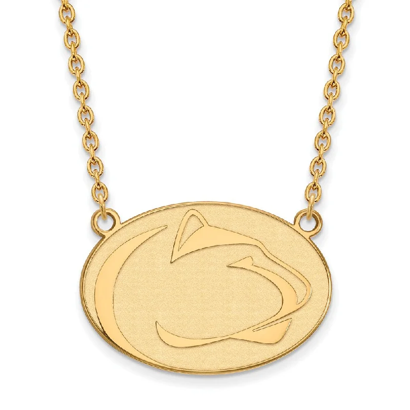 Beautiful Gold Necklace for Gifts-14k Gold Plated Silver Penn State Large Pendant Necklace